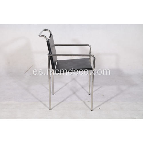 Silla de comedor Eillen gris en cuero negro